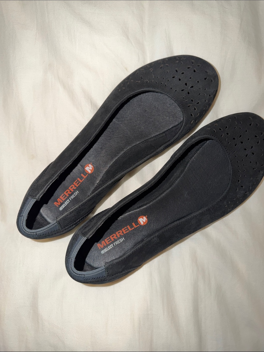 Merrell Women's Black Laser-Cut Slip-On Flats